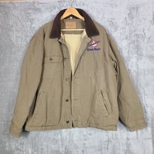 Swingster Plainsman Jacket Brown Canvas Heavy Chore Coat Seed Co Logo Size XL